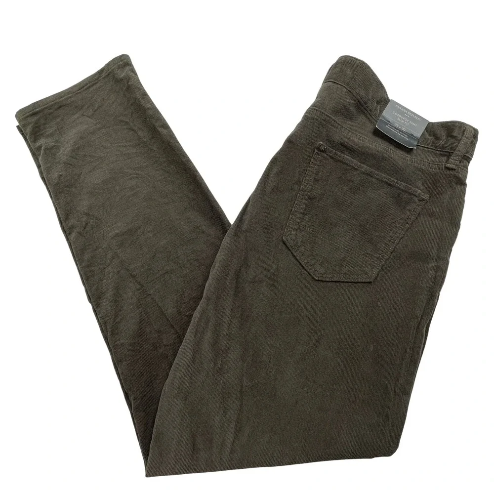 NWT Banana Republic Men's Slim Corduroy Pants‎ 35x30 (37x30) Brown Washwell